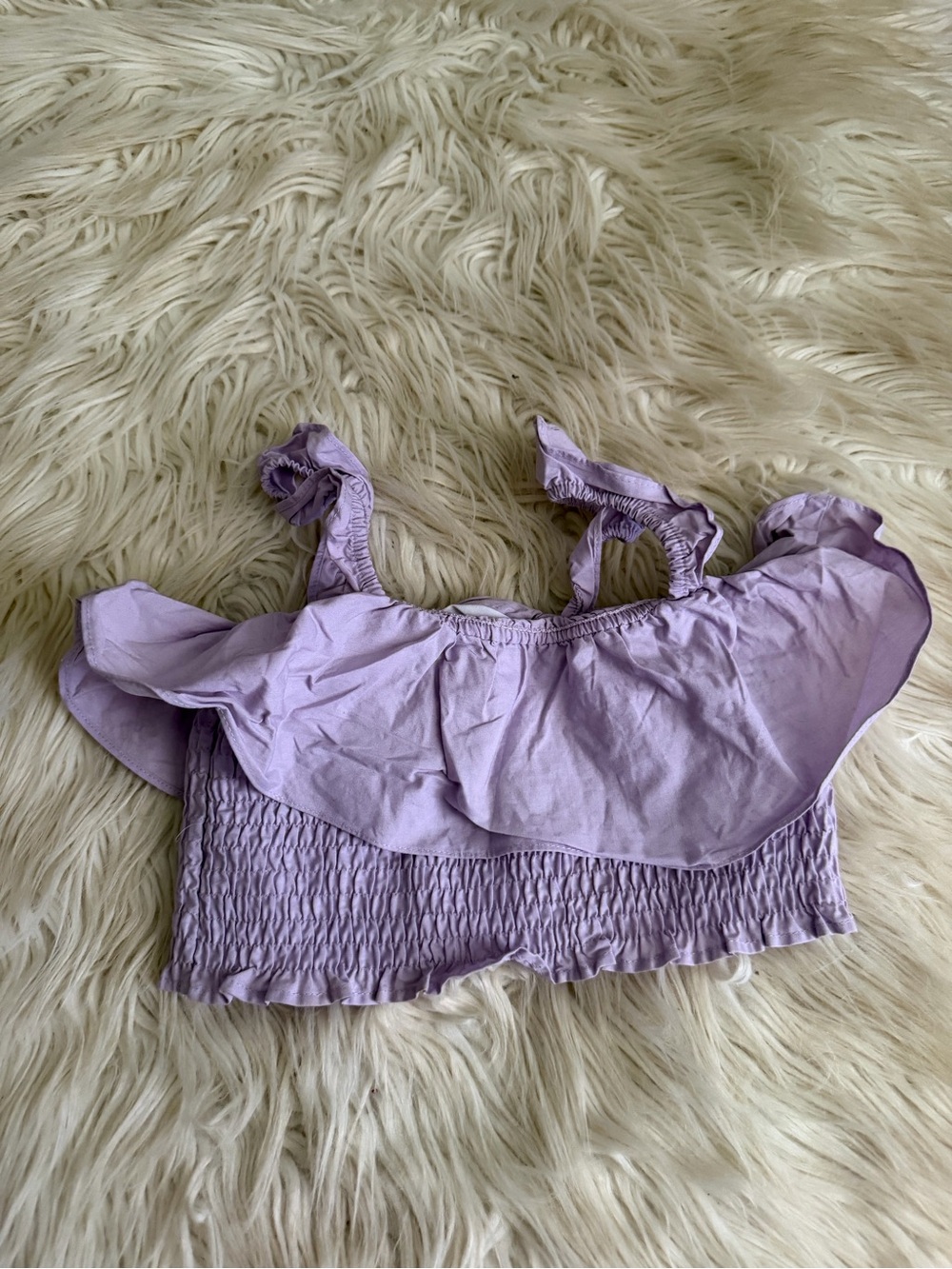 ZARA Girls Lavender Ruffle Smocked Crop Top